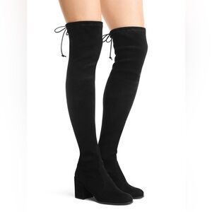Stuart Weitzman 60MM Suede Leather Over-The-Knee Tie-Up Boots - Black - Size: 6